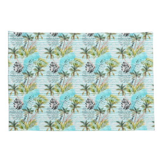 抽象的な水彩画のヤシの木パターン 枕カバー (裏面-右)