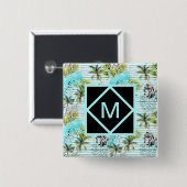 抽象的な水彩画のヤシの木パターン 缶バッジ (正面&裏面)