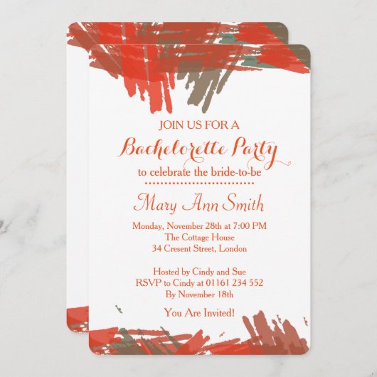 抽象的な水彩画の乾杯カード 招待状 (正面/裏面)