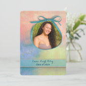 抽象的な水彩画の卒業式 招待状 (スタンド正面)