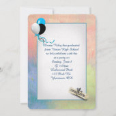 抽象的な水彩画の卒業式 招待状 (裏面)