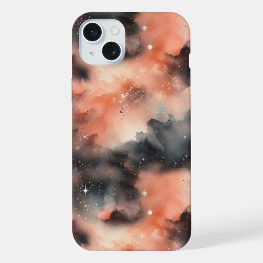 抽象的な水彩画の天体シンフォニー iPhoneケース (裏面)