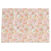 抽象的な水彩画の小さな桃色の花 ラージペーパーバッグ (正面)