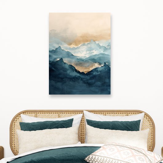 抽象的な水彩画の山の風景  キャンバスプリント