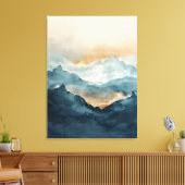 抽象的な水彩画の山の風景  キャンバスプリント (インサイチュ (リビング))