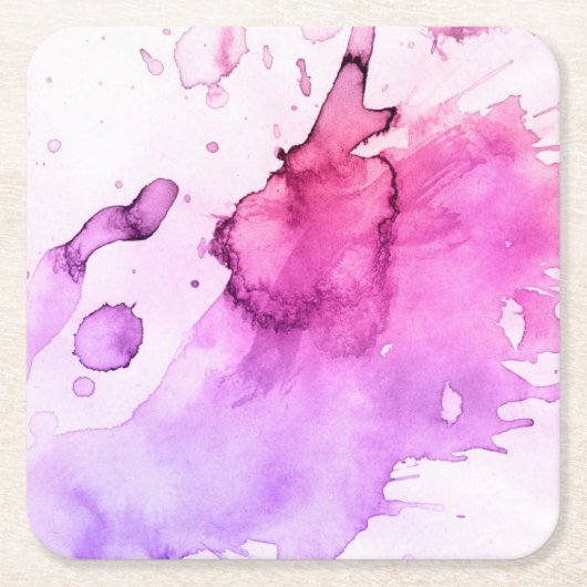 抽象的な水彩画の手塗りの背景5 スクエアペーパーコースター (正面)