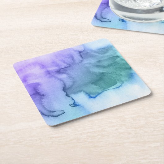 抽象的な水彩画の手塗りの背景6 スクエアペーパーコースター (アングル)