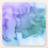 抽象的な水彩画の手塗りの背景6 スクエアペーパーコースター (正面)