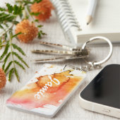 抽象的な水彩画の手塗りの背景 キーホルダー (正面右)