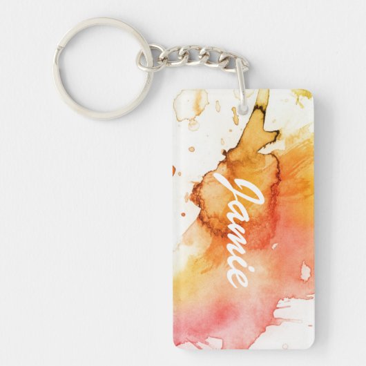 抽象的な水彩画の手塗りの背景 キーホルダー (正面)