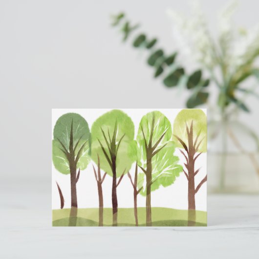 抽象的な水彩画の木と枝 ポストカード (スタンド正面)