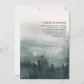 抽象的な水彩画の森 緑の風景 ウェディング 招待状 (正面)