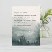 抽象的な水彩画の森 緑の風景 ウェディング 招待状 (スタンド正面)