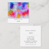 抽象的な水彩画の灰色の芸術家の名刺 スクエア名刺 (正面/裏面)