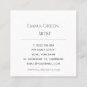 抽象的な水彩画の灰色の芸術家の名刺 スクエア名刺 (裏面)