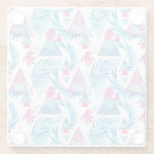 抽象的な水彩画の熱帯葉パターン ガラスコースター (裏面)