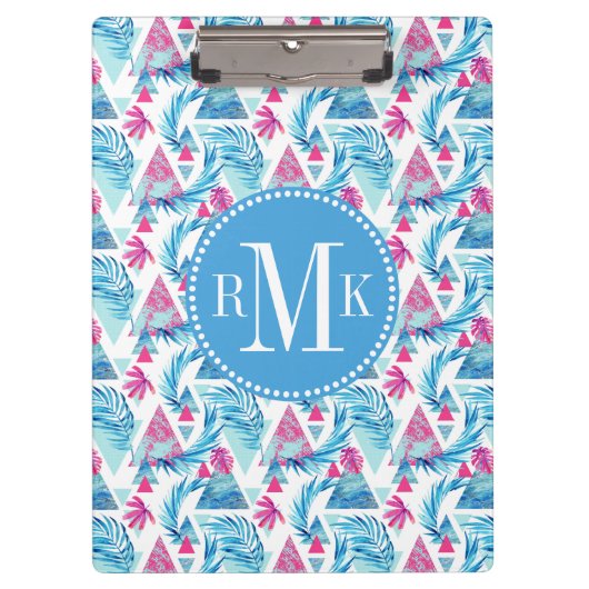 抽象的な水彩画の熱帯葉パターン クリップボード (正面)