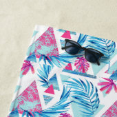 抽象的な水彩画の熱帯葉パターン ビーチタオル (インサイチュ)