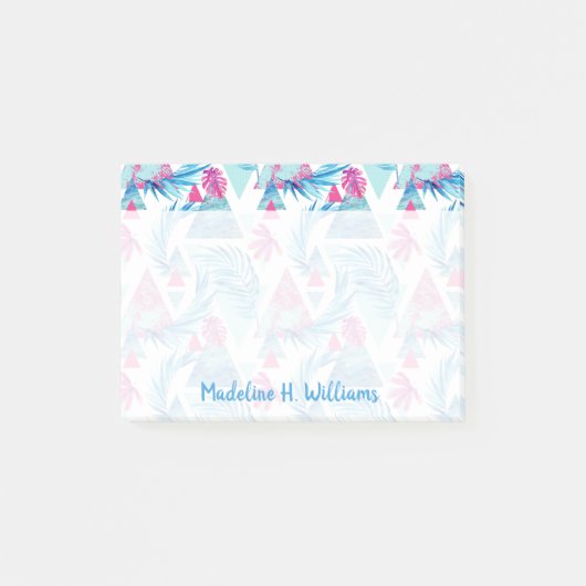 抽象的な水彩画の熱帯葉パターン ポストイット (正面)