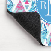 抽象的な水彩画の熱帯葉パターン マウスパッド (コーナー)