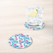 抽象的な水彩画の熱帯葉パターン ラウンドペーパーコースター (インサイチュ)