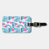 抽象的な水彩画の熱帯葉パターン ラゲッジタグ (正面横)