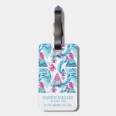 抽象的な水彩画の熱帯葉パターン ラゲッジタグ (裏面縦)