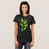 抽象的な水彩画の緑植物のオレンジの果実 Tシャツ (正面フル)