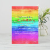 抽象的な水彩画の縞模様の虹 招待状 (スタンド正面)