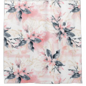 抽象的な水彩画の色彩の鮮やかなピンクのミズキの花 シャワーカーテン (正面)