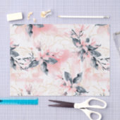 抽象的な水彩画の色彩の鮮やかなピンクのミズキの花 薄葉紙 (クラフト)