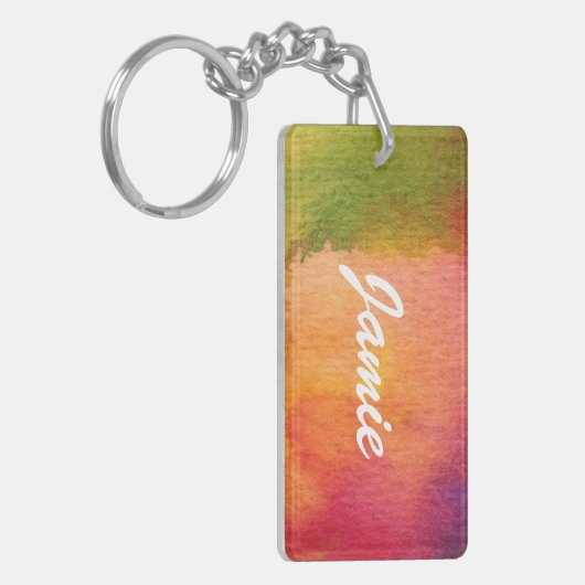 抽象的な水彩画の色彩の鮮やかな背景 キーホルダー (正面左)
