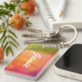 抽象的な水彩画の色彩の鮮やかな背景 キーホルダー (正面右)