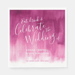 抽象的な水彩画の芸術のピンクの赤い結婚式のナプキン スタンダードランチョンナプキン