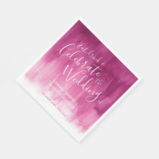 抽象的な水彩画の芸術のピンクの赤い結婚式のナプキン スタンダードランチョンナプキン (角)