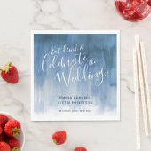 抽象的な水彩画の芸術の灰色の青い結婚式のナプキン スタンダードランチョンナプキン (インサイチュ)