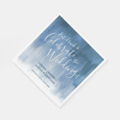 抽象的な水彩画の芸術の灰色の青い結婚式のナプキン スタンダードランチョンナプキン (角)