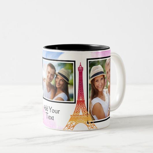 抽象的な水彩画の要素3の写真は個人化なります ツートーンマグカップ (正面右)