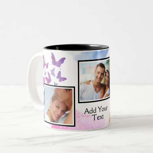 抽象的な水彩画の要素3の写真は個人化なります ツートーンマグカップ (正面左)