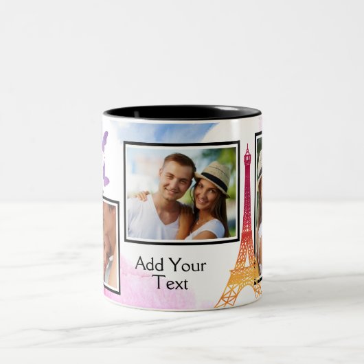 抽象的な水彩画の要素3の写真は個人化なります ツートーンマグカップ (中央)