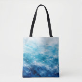 抽象的な水彩画の青い海洋 トートバッグ (正面)