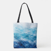 抽象的な水彩画の青い海洋 トートバッグ (裏面)