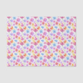 抽象的な水彩画風の花 ピンク ブルー イエロー 薄葉紙 (正面)