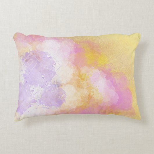 抽象的な水彩画-オレンジ背景 アクセントクッション (正面)