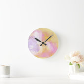 抽象的な水彩画-オレンジ背景 ラウンド壁時計 (ホーム)