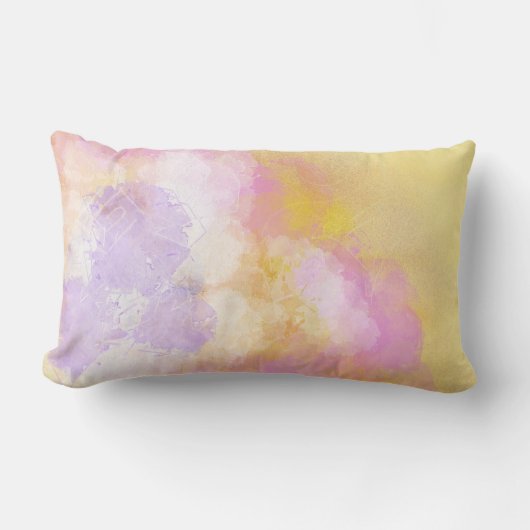 抽象的な水彩画-オレンジ背景 ランバークッション (正面)