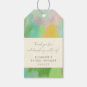抽象的な水彩画 ブライダルシャワーのためのカスタム サンクス ギフトタグ (正面)