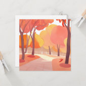 抽象的な水彩画 紅葉の散歩 カード (正面/裏面インサイチュ)