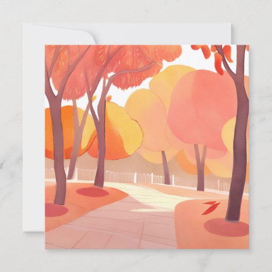 抽象的な水彩画 紅葉の散歩 カード (正面)