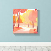 抽象的な水彩画 紅葉の散歩 キャンバスプリント (インサイチュ (ウッドフロア))